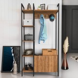 Cumpara ieftin Cuier Hol Doga Walnut Negru 90x35x175 cm PAL Laminat 18mm Salvador