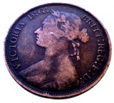 Moneda Marea Britanie Anglia Victoria, 1/2 Penny, 1877, KM# 754, Bronz