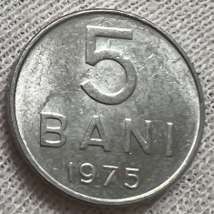 5 Bani 1975 Aluminiu, Romania, UNC, Luciu de batere