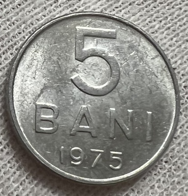 5 Bani 1975 Aluminiu, Romania, UNC, Luciu de batere foto