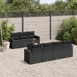 Gossi set mobilier de gradina cu perne, 8 piese, negru, poliratan