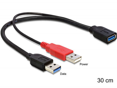 CABLU USB 3.0 TYPE A MALE + USB TYPE A MALE &amp;gt; USB 3.0 TYPE A 83176 DELOCK foto