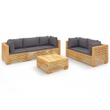 Set mobilier gradina cu perne, 6 piese, lemn masiv de tec