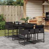 Cumpara ieftin Gossi set mobilier de gradina cu perne, 5 piese, negru, poliratan
