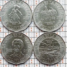 Set 4 monede Bolivia 4 x 2 Bolivianos 2017 claims to Chile UNC - A028