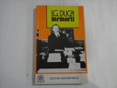 I. G. DUCA - MEMORII