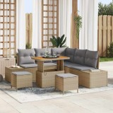 vidaXL Set de canapele pentru grădină cu pernă 8 pcs Bej Rattan poli