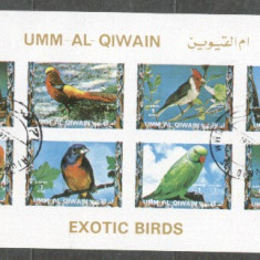 Umm al Qiwain 1973 Exotic birds, mini imperf.sheetlet, used T.022