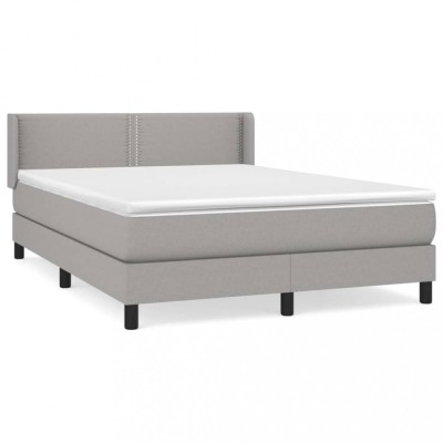 Pat box spring cu saltea, gri deschis, 140x190 cm, textil foto