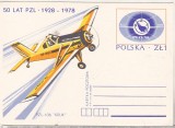 bnk cp Polonia 1978 - aerofilatelie aviatie - necirculata - marca fixa - PZL 106 Kruk