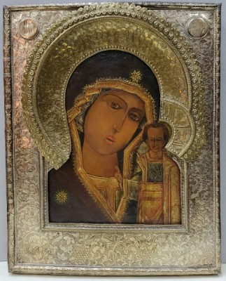 Maica Domnului din Kazan, Icoana cu Ferecatura Argintata, Scoala Rusa, Secol XIX foto