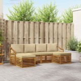 vidaXL Seturi de canapele 6 pcs Natural și Bej Lemn Solid de Acacia 3375268