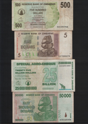 Set 4 bancnote Zimbabwe #4 foto