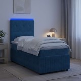 Cumpara ieftin Pat cu arcuri LED si saltea albastru 90 x 200 cm Catifea