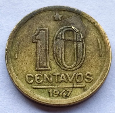 458. Moneda Brazilia 10 centavos 1947 (Jos&amp;eacute; Bonif&amp;aacute;cio) foto