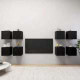 Cumpara ieftin Dulapuri TV cu montaj pe perete, 8 buc., negru, 30,5x30x30 cm