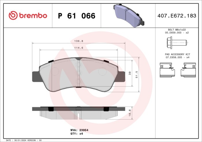 BREMBO P 61 066 PRIME LINE set placute frana,frana disc