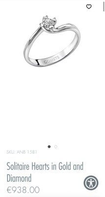 INEL AUR alb 18K + 1 Diamant = 0.10CT - &amp;quot;Hearts Solitaire&amp;quot; - De firma : COMETE ! foto