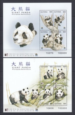 Guyana - Ursi - PANDA URIASI - 2 BL - MNH foto