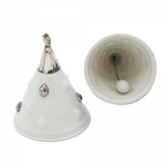Clopotel portelan alb argintat 7 cm