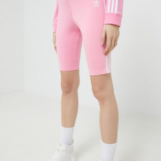 adidas Originals pantaloni scurti femei, culoarea roz, cu imprimeu, high waist
