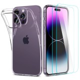 Cumpara ieftin Husa pentru iPhone 14 Pro Max + 2x Folie, Spigen Crystal Pack 360, Crystal Clear