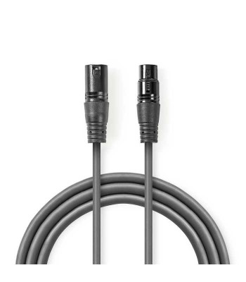 Cablu Digital DMX Premium Nedis XLR 3-pini tata - XLR 3-pini mama 110Ohm 1m gri COTH15012GY10 foto