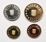 LOT 1 BAN, 5, 10 SI 50 BANI DIN SET DE MONETARIE 2005 . PROOF.