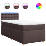 Cumpara ieftin Pat box spring cu saltea, maro inchis, 80x200 cm, textil
