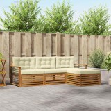 vidaXL Set Canapele Exterior Lemn Masiv Acacia Natural Crem Permite Relaxare Gradina