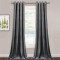 Set draperii din catifea cu inele negre, Premium, 250x210 cm, densitate 700 g/mp, Gri, 2 buc