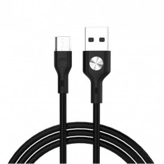 Cablu USB micro USB CD Leather Golf GC-60m Negru