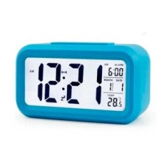Ceas Digital cu Termometru si Alarma ALBASTRU