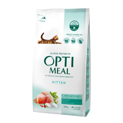 Optimeal Hrana uscata pisoi (kitten) - cu Pui, 1,5kg foto