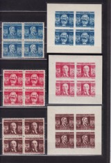 ROMANIA 1945 LP 173 LP 173 a CGM DANTELAT SI NEDANTELAT SERII IN BLOC DE 4 TIMBRE MNH