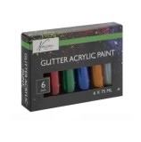Cumpara ieftin Set culori acrilice cu sclipici 6 culori x 75 ml