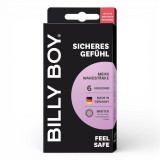 Prezervative BILLY BOY Feel Safe, din latex natural și gros, lubrifiate și rezistente, 56 mm, culoare transparent, 6 buc