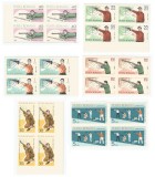 |Romania, LP 608a/1965, C.E. de Tir Bucuresti, nedantelate, blocuri de 4, MNH, Nestampilat