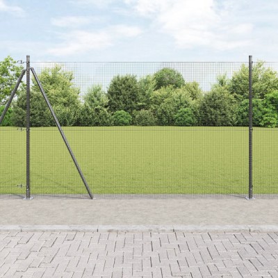 vidaXL Gard din s&amp;acirc;rmă sudată cu 7 st&amp;acirc;lpi flanșați Gri 1.4x10 m Oțel foto