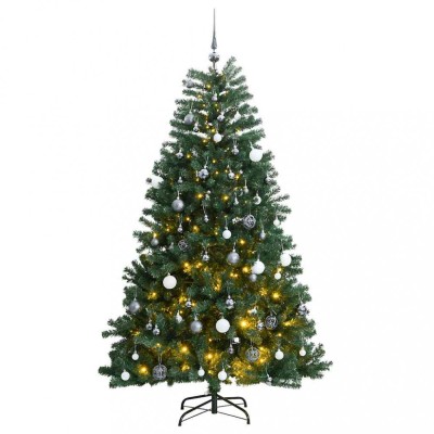 vidaXL Brad Crăciun artificial articulat cu 300 LED-uri/globuri 240 cm 3210166 foto