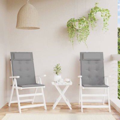 vidaXL Perne scaun cu spătar &amp;icirc;nalt 2 buc, gri, țesătură Oxford 361877 foto