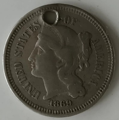 Moneda SUA - 3 Cents 1869 foto