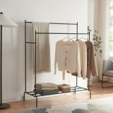 Suport haine cu raft Bramming 147x116x54cm metal negru [en.casa] HausGarden Leisure