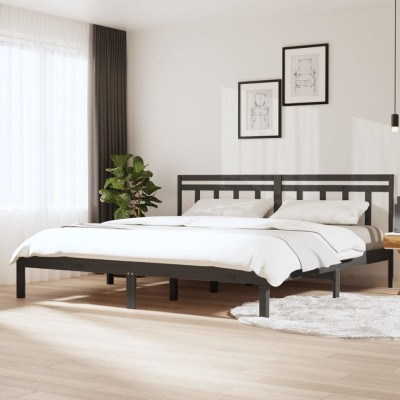 vidaXL Cadru de pat, gri, 200x200 cm, lemn masiv de pin 3100611 foto