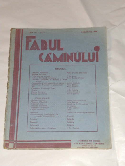 REVISTA FARUL CAMINULUI Anul III - Nr.4, NOEMBRIE 1935
