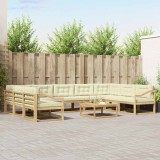 vidaXL Set de canapele de exterior cu pernă 10 pcs Alb și crem 3387084