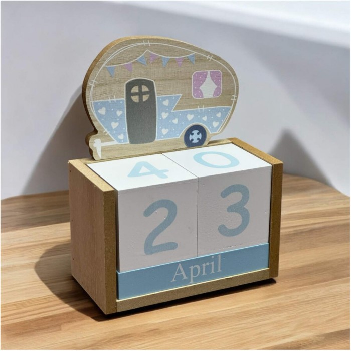 Calendar decorativ din Lemn, BLUE , 14 x 7 x 18 cm