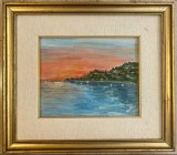 Tablou Peisaj Marin pictura ulei pe p&acirc;nză, &icirc;nrămat rama lemn masiv 35x40cm, Marine, Realism