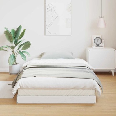vidaXL Cadru de pat de podea Alb 100 x 220 cm Lemn masiv de pin 869751 foto
