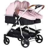 Carucior Gemeni Chipolino Duo Smart 2 in 1, 0-15 kg, Landou, Reversibil, Pink Marshmallow + Accesorii